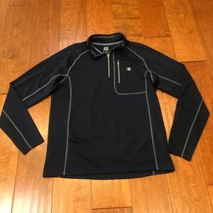 Champion Brand Knit Quarter Zip Sweater Gray and Black